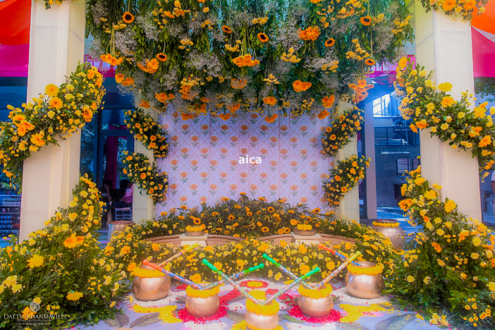Aica Events Haldi Marigold Decor