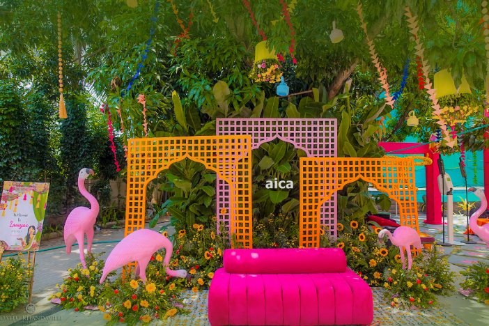 Aica Events Tropical Flamingo Mehndi Decor
